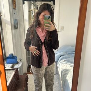 Brown Blazer with Pink Shirt